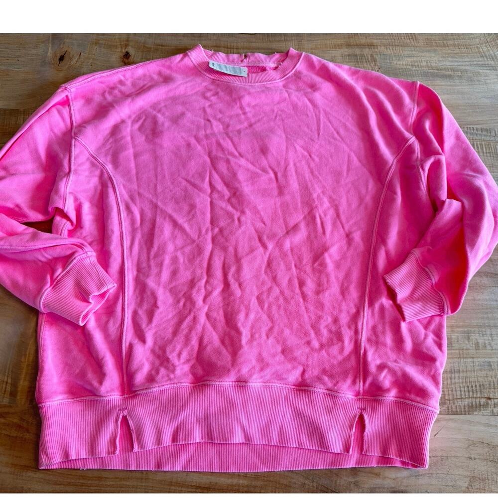 Aerie Go-To Oversized Crewneck Sweatshirt - Neon Bright Pink - Size Small